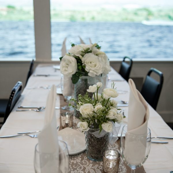 a glass of water on a table