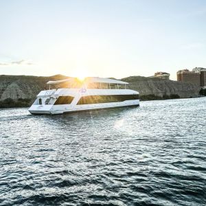 a river cruise boat in a body of water